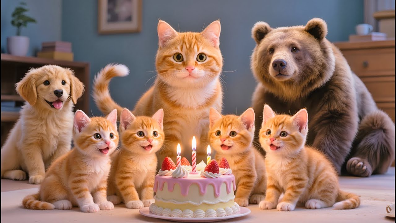 Mama Cat Organizes a Warm and Joyful Birthday Celebration to Surprise Her Beloved Kitten 🎂🎉