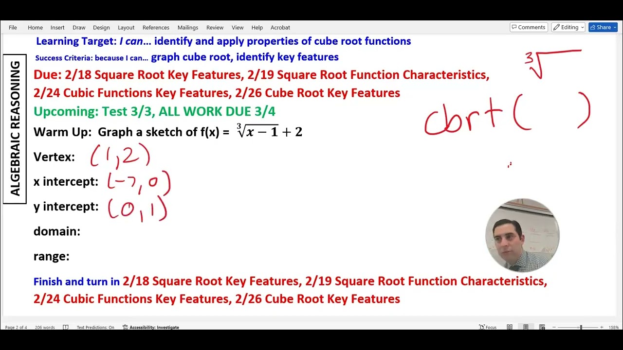 2/26/26 AR Warm Up, Assignment Cube Root Key Features #mrglee