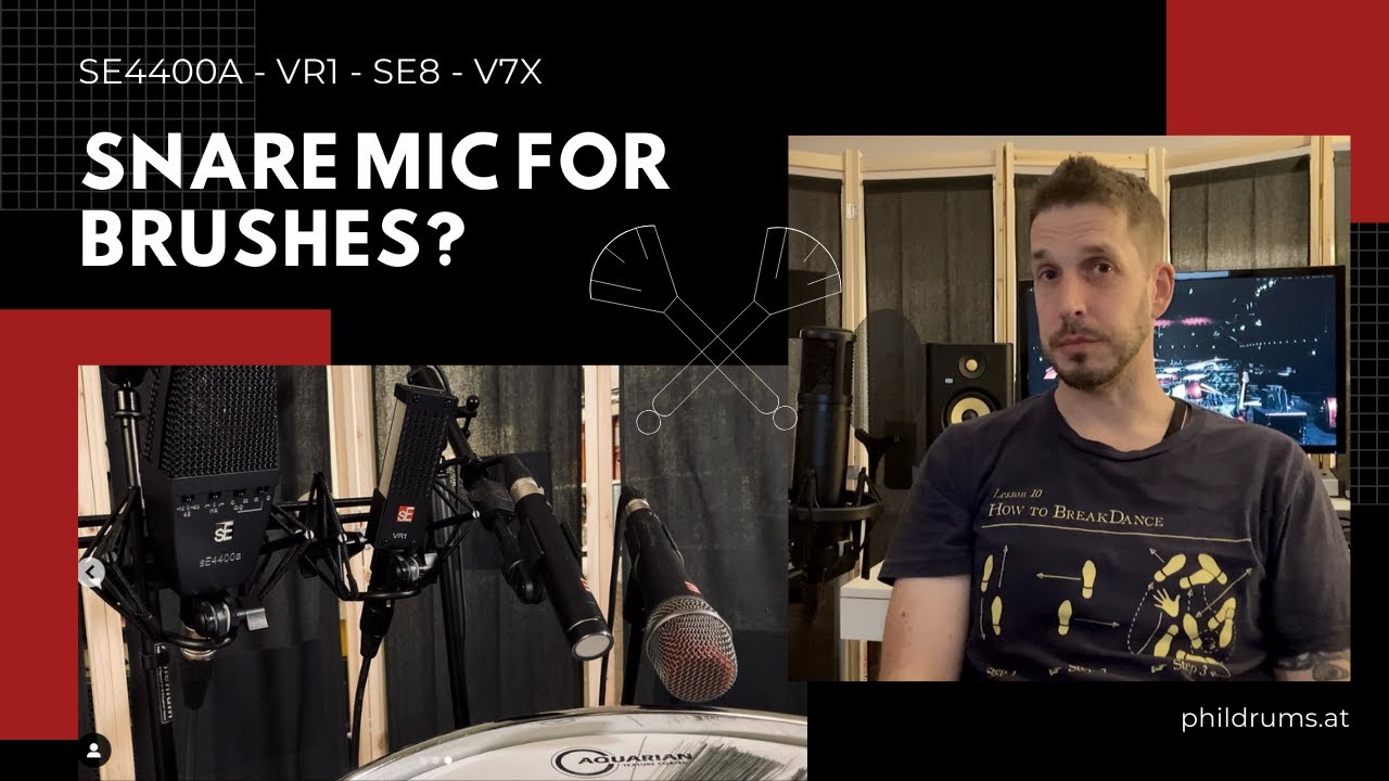 Comparing sE Electronics sE4400a, VR1 Voodoo, sE8 and V7X on Snare with Brushes