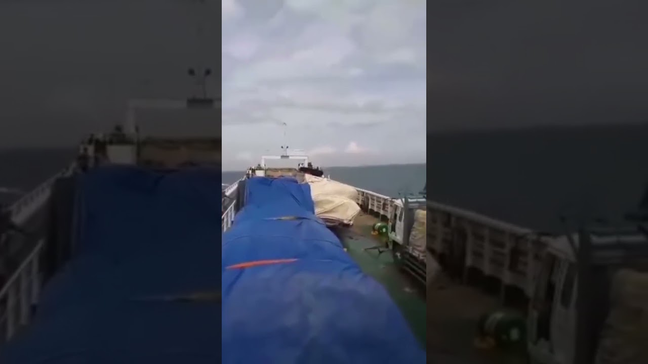 DUE TO SUPER TYPHOON EGAY CARGOS TRUCKS WERE TILTED. THANK GOD NO ONE HURT, ALL SURVIVE & ALONGSIDE