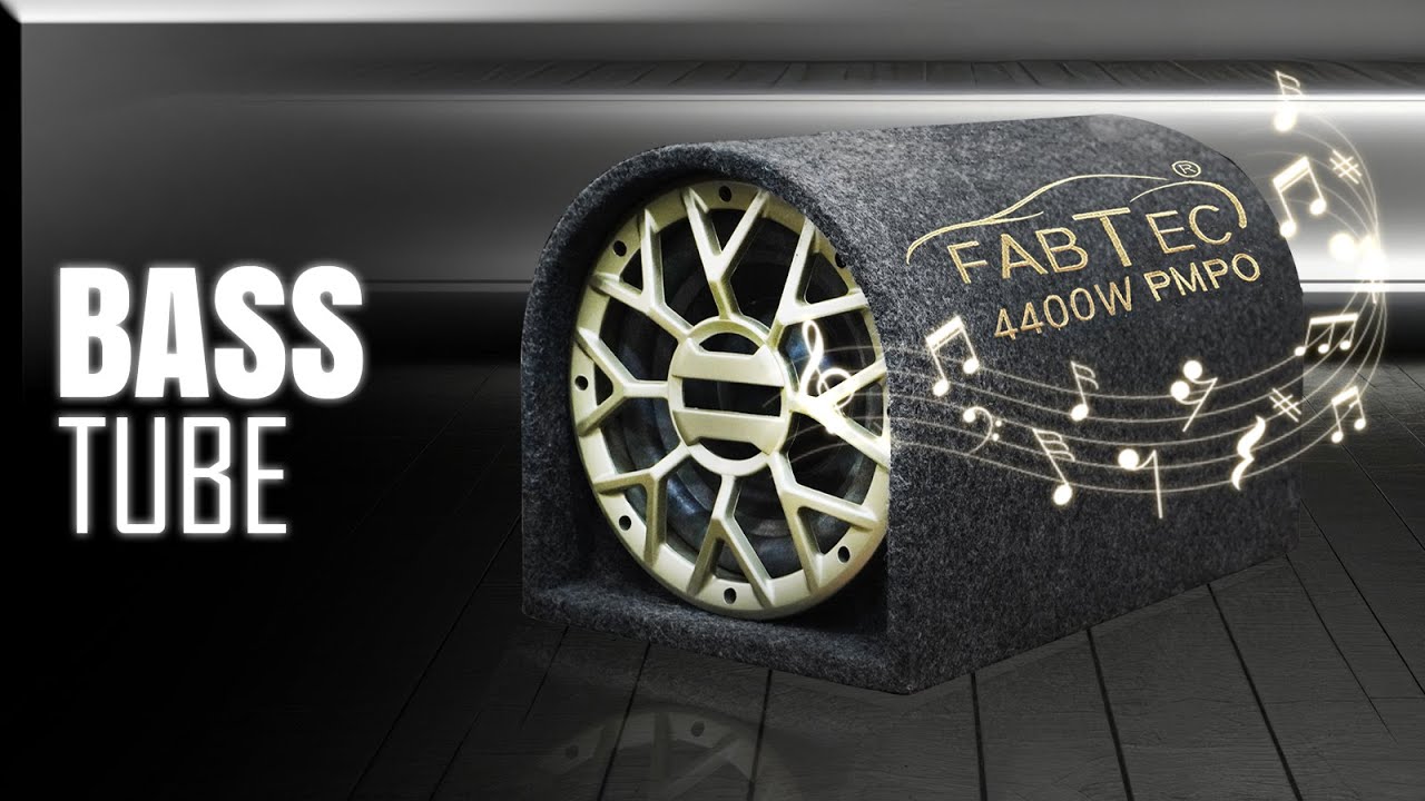 FABTEC 8 Inch Black Car Bass Tube Subwoofer with Inbuilt Amplifier - Powerful Audio and Deep Bass ..