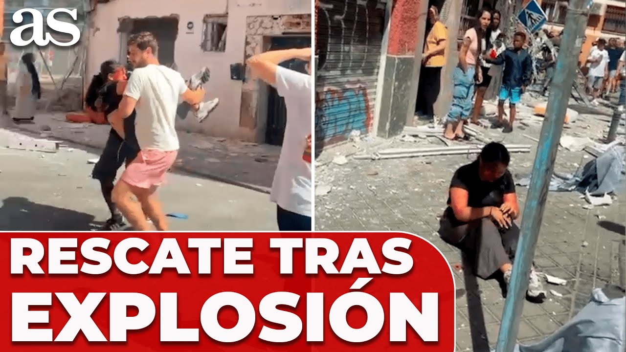Captan el RESCATE a una MUJER tras la EXPLOSIÓN en un BAR de VALLECAS (MADRID)