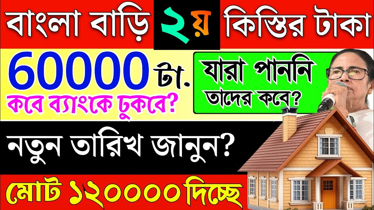 বাংলা বাড়ি দ্বিতীয় কিস্তি 60,000 টাকা কবে দেবে? যারা পাইনি কবে টাকা ঢুকবে? Bangla Bari 2nd install