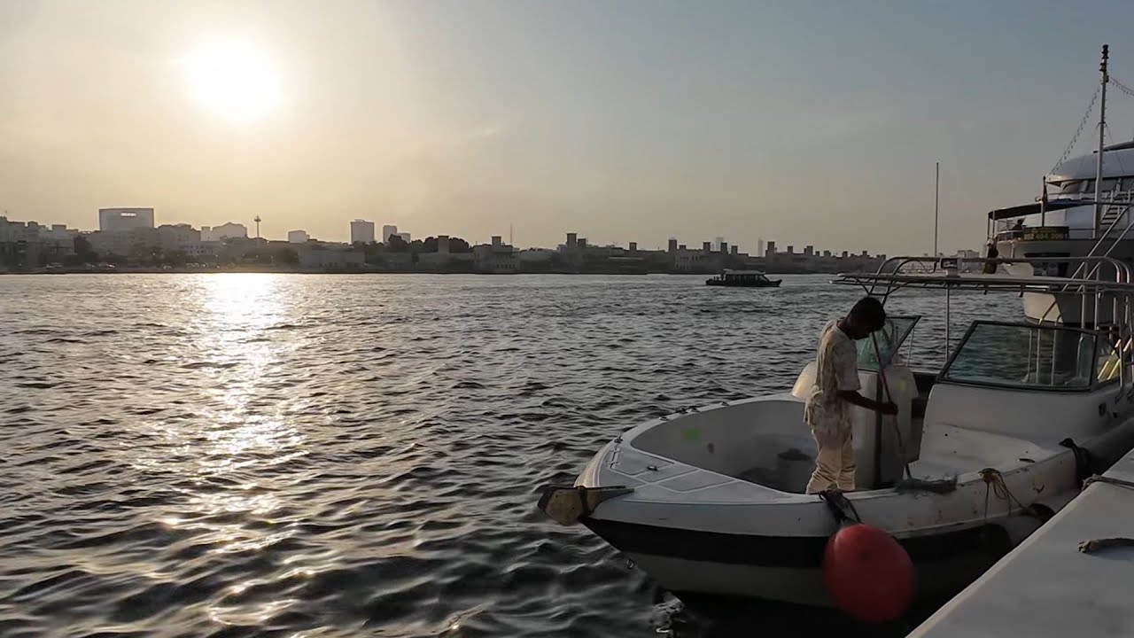 Walking around Dubai creek a relaxing place during sunset | asmr