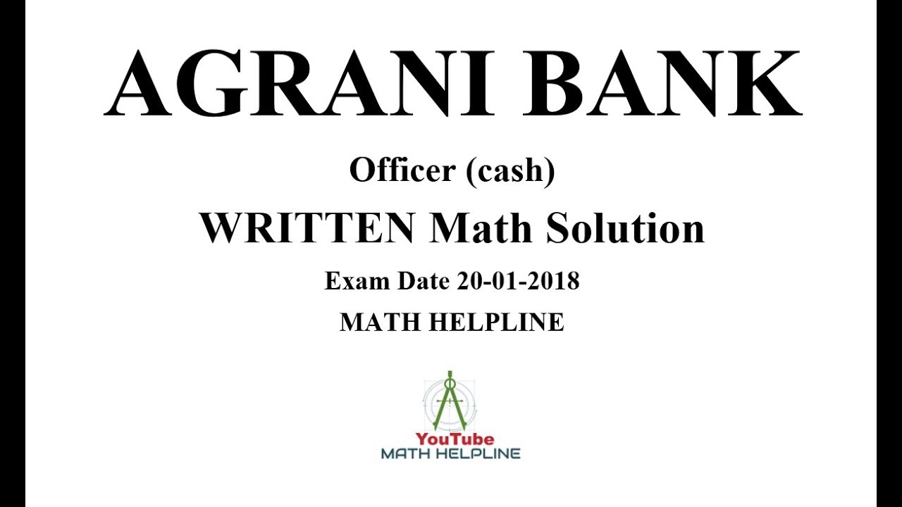 Agrani Bank Officer (cash) Written math-2018