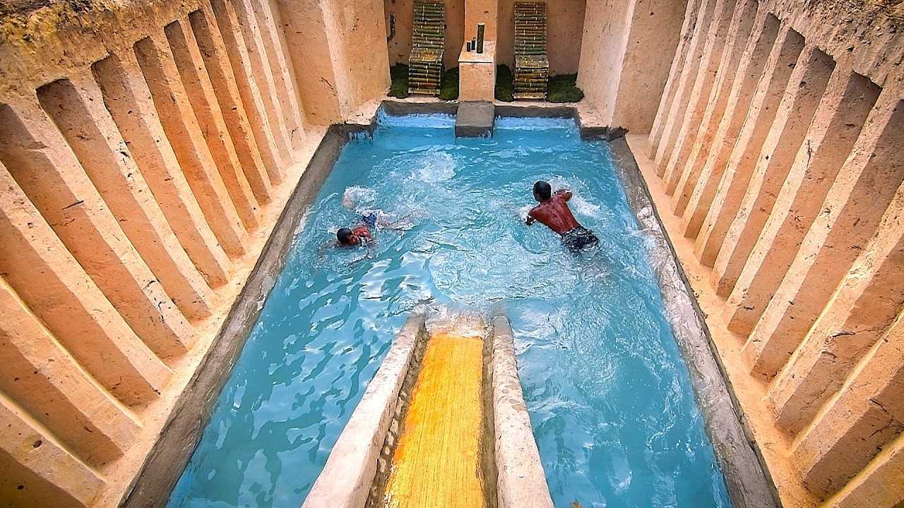 I Build Underground Tunnel Water Slide Park Into Swimming Pool house