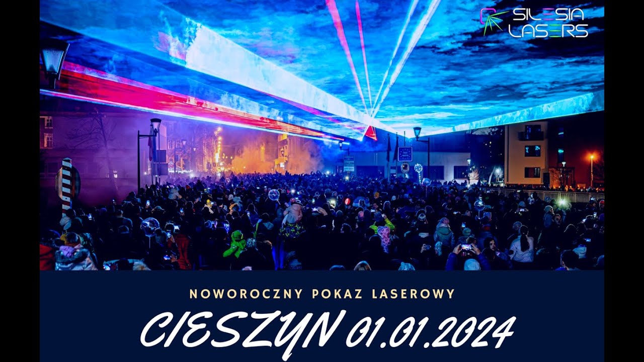 Noworoczny pokaz laserowy - Most Przyjaźni Cieszyn 01.01.2024 [4K!]