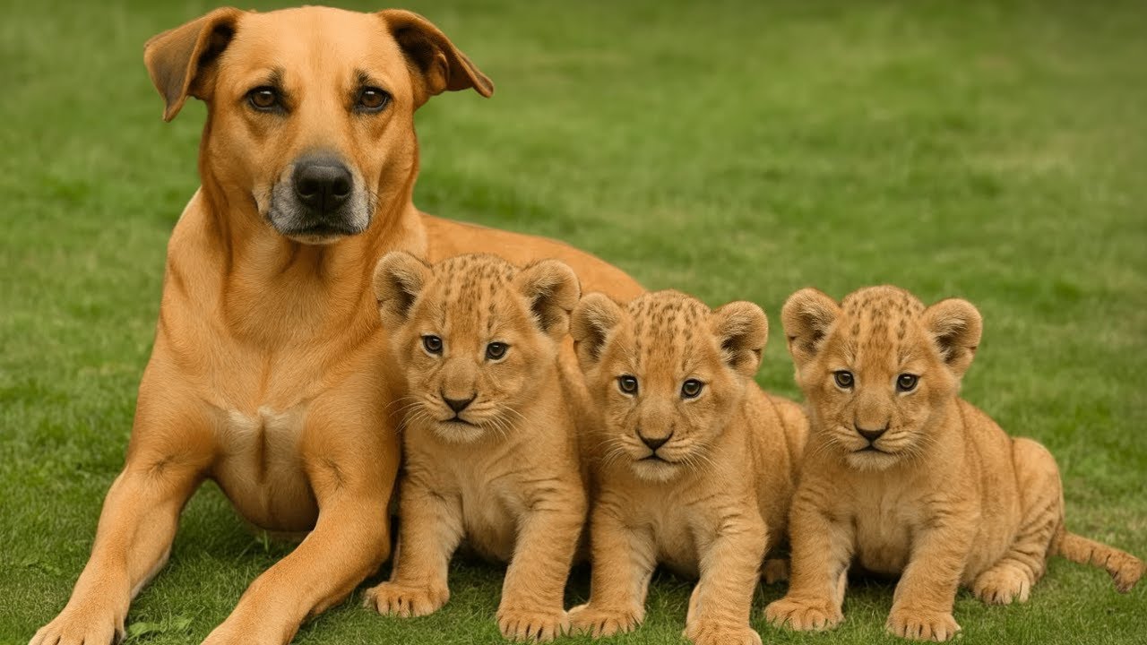 Un chien a élevé 3 lionceaux, mais quand ils ont grandi, l’impensable est arrivé !