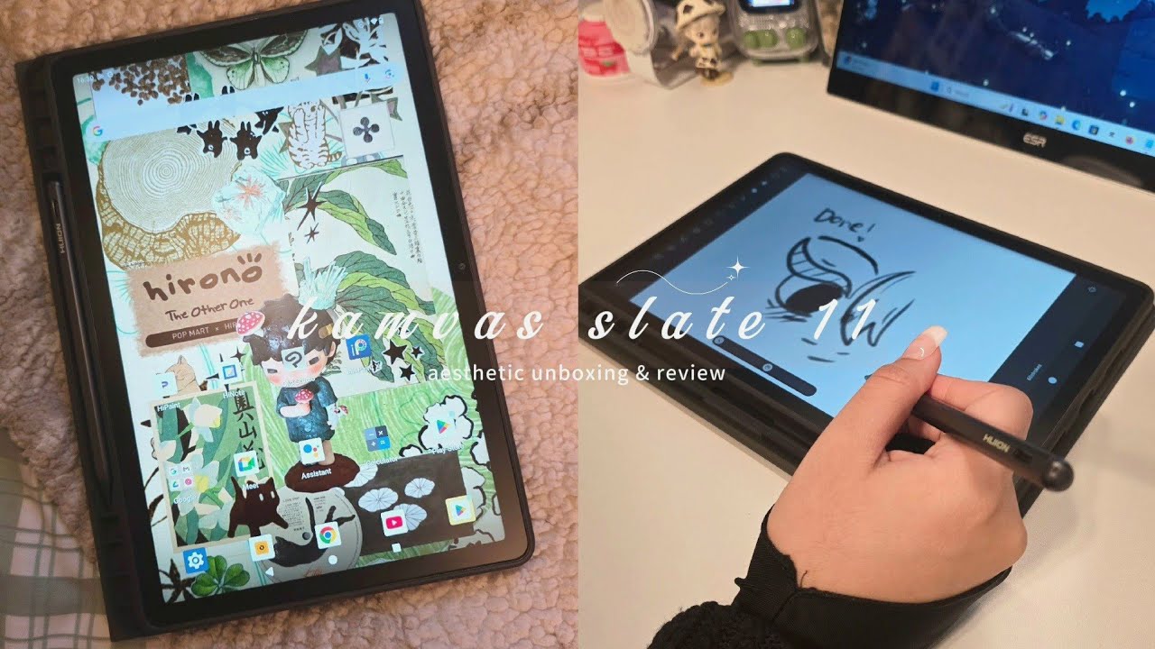 🍃huion kamvas slate 11 эстетическая распаковка и обзор