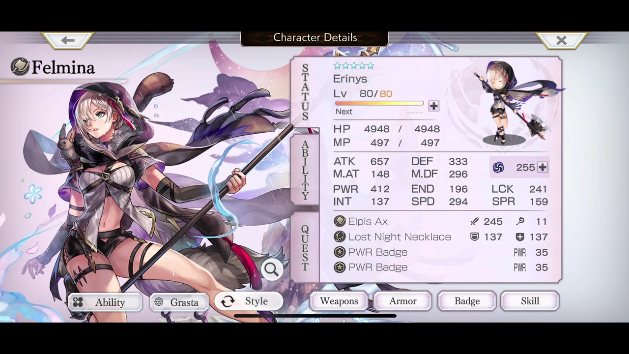 ANOTHER EDEN - Entrana Dungeon FT 255 Shadow Felmina ES