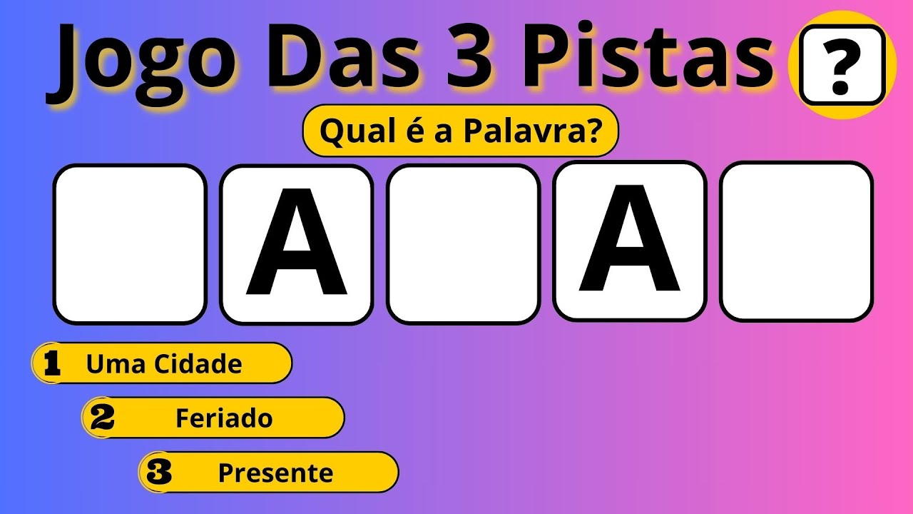 QUIZ: Jogo Das 3 Pistas | Descubra Qual é a Palavra Certa Com Apenas 3 Dicas #jogodas3pistas
