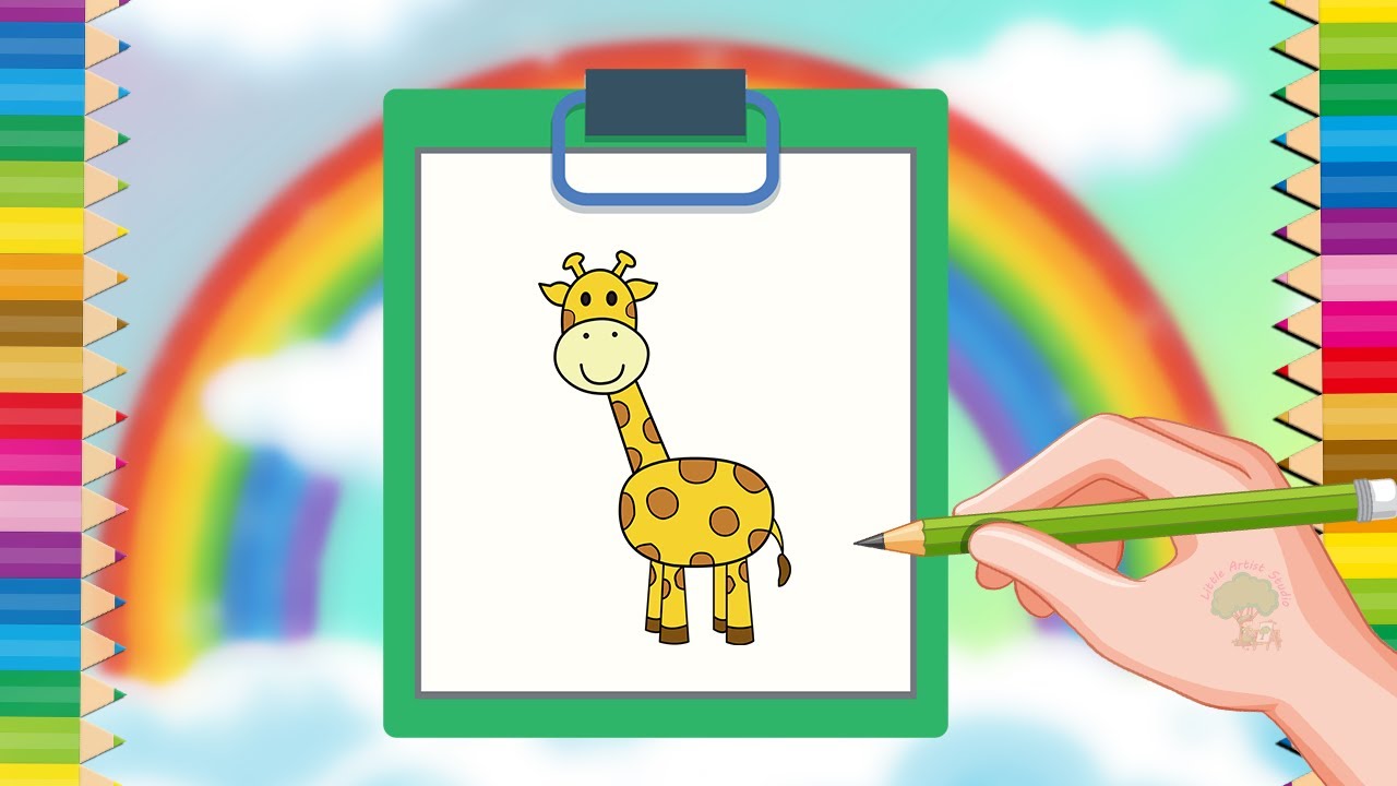 How to Draw a Giraffe 🦒 | Easy Giraffe Drawing Step by Step for Kids & Beginners