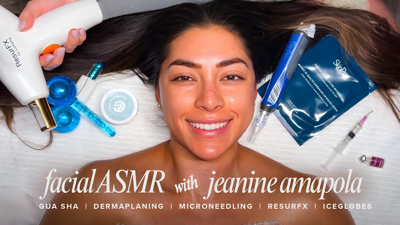 Jeanine Amapola ASMR Facial Skinpen Microneedling | Resurfx | Ice Globes & Gua Sha
