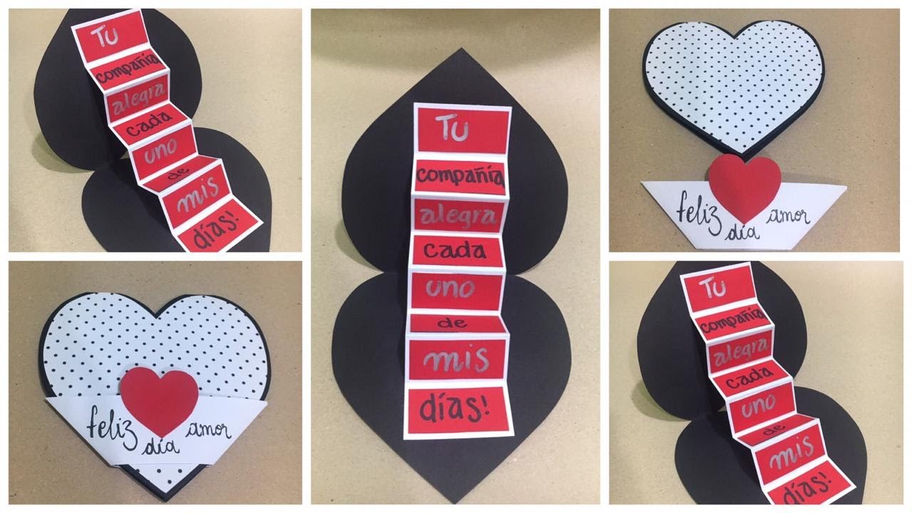 Tarjeta corazón acordeón expandible ~ Regala siempre amor