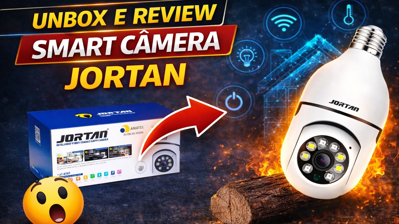 Unbox e Review Câmera de Segurança Jortan Lâmpada E27, WiFi 360° Full HD 1080p
