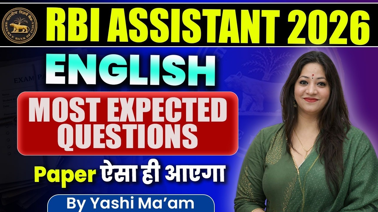 RBI Assistant 2026 | English Most Expected Questions | Paper ऐसा ही आएगा | English With Yashi Ma’am