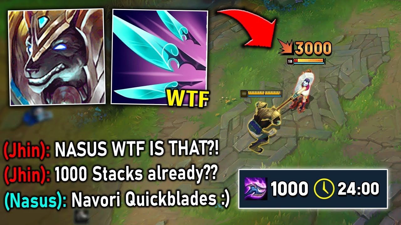 Nasus but I can Q every 0.01 seconds and stack to oblivion (1000 STACKS AT 24 MINUTES)