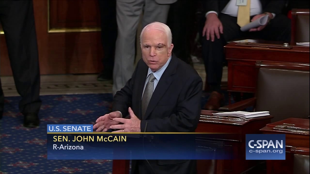 Senator John McCain (R-AZ) returns to Senate and delivers remarks (C-SPAN)