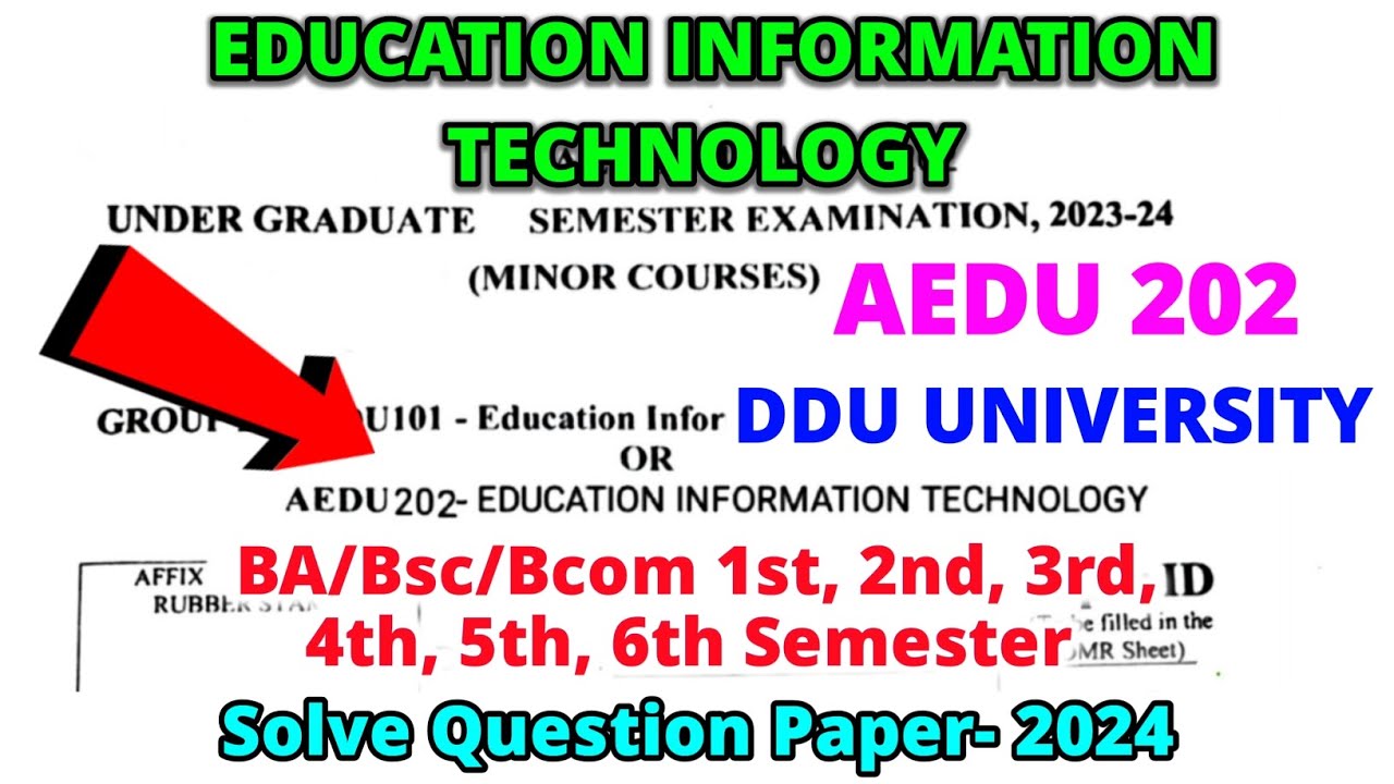 AEDU 202 Education Information Technology DDU University | aedu 202 ddu mcq questions | aedu 202