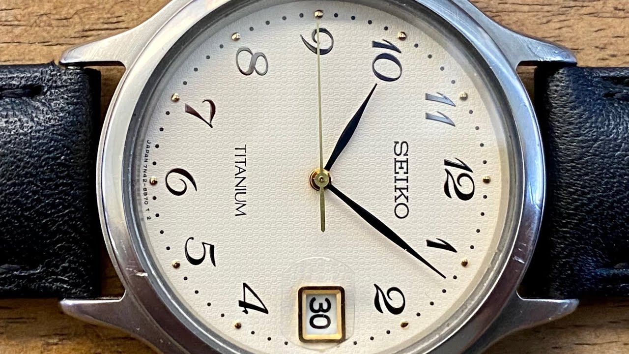 Vintage December 1992 Seiko Titanium 7n42 - 8A60 Upgraded Crystal w/ Cyclops