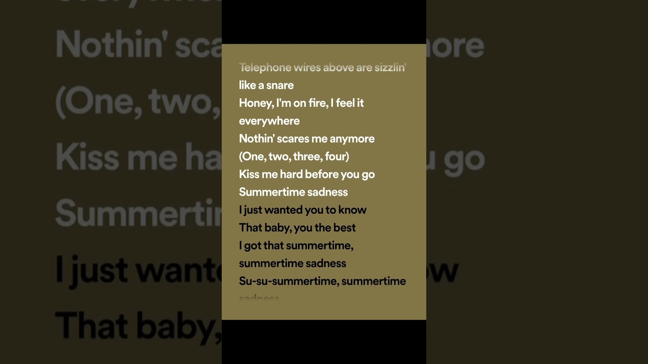 Lana Del Rey - Summertime Sadness (lyrics spotify version)