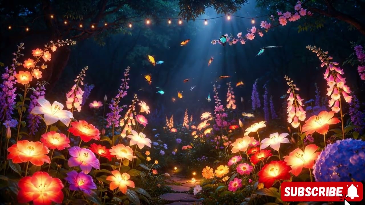 Beautiful Flower Forest Ambience Frame TV Art | Calm Night Atmosphere for Rest