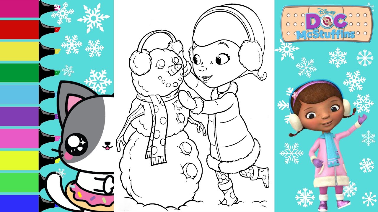 Coloring Doc McStuffins Building a Snowman Coloring Book Page Disney | Sprinkled Donuts JR