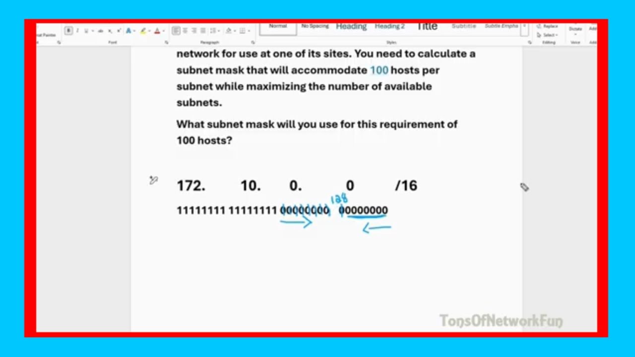 CCNA Subnetting Made Easy | 172.10.0.0/16 for 100 Hosts (Maximize Subnets Explained)