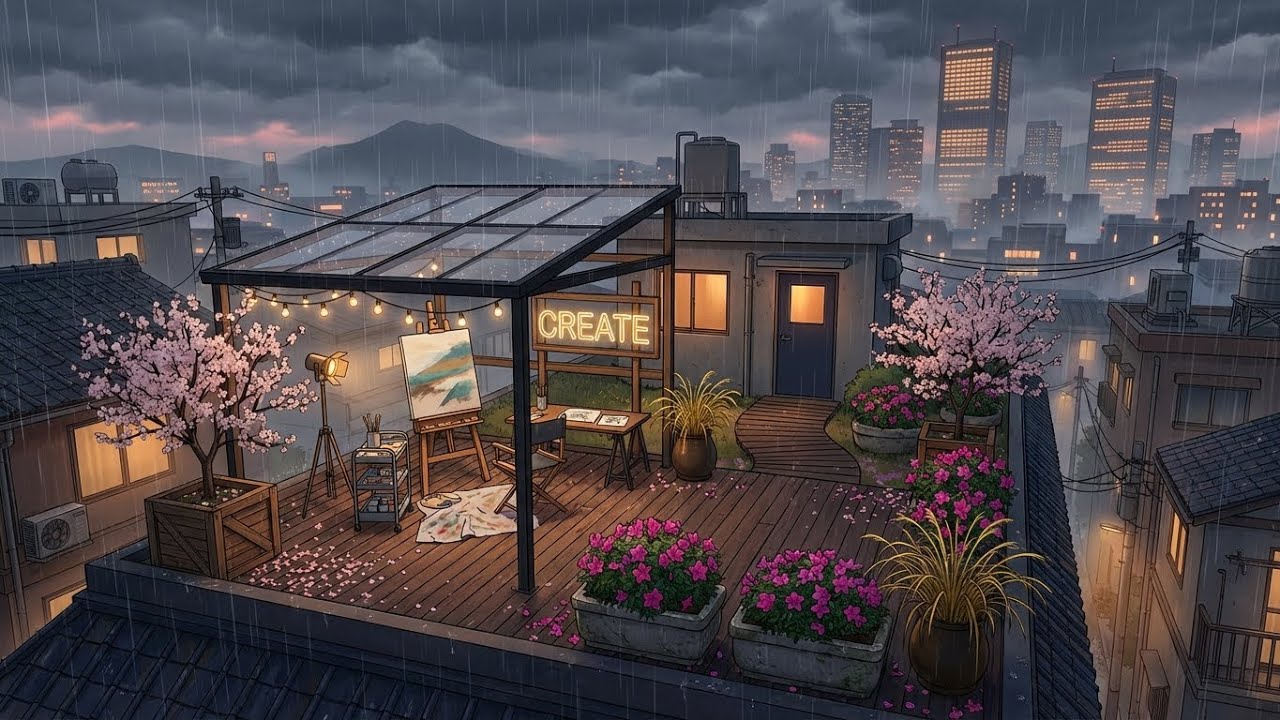 Create in the Rain Lofi 🌧️🌸 Quiet Spring Nights for Deep Work, Study Focus, Creativity