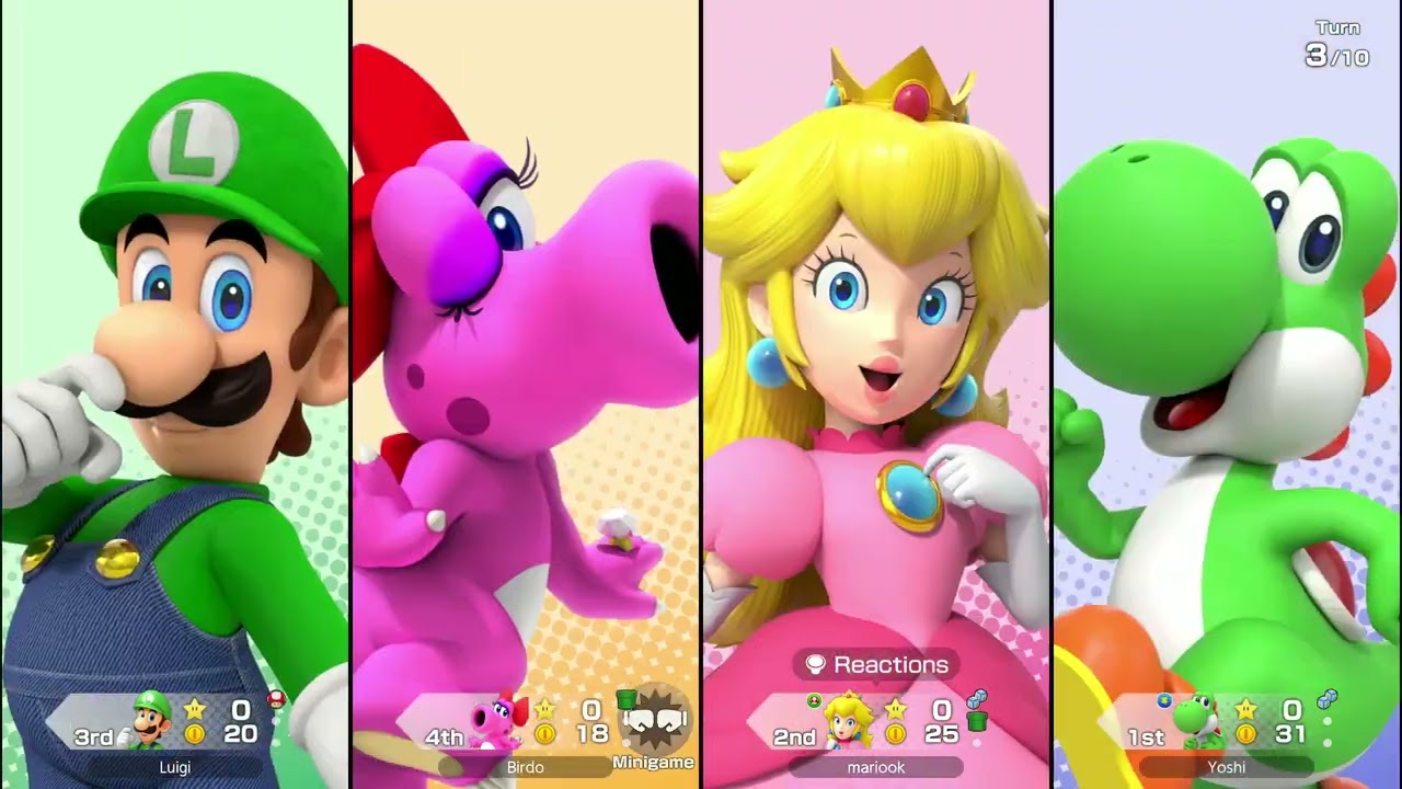 Super Mario Party Jamboree Goomba Lagoon Peach vs Birdo , Yoshi & Luigi
