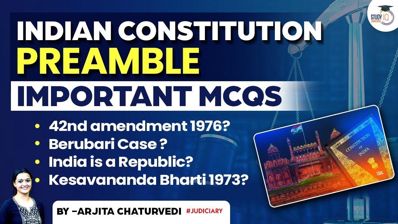 Preamble Important MCQs | Important questions on Preamble | Polity MCQs | StudyIQ Judiciary