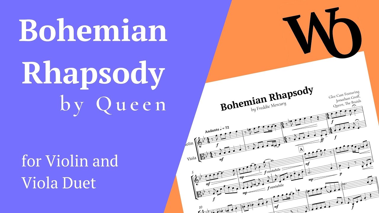 Bohemian Rhapsody by Queen for Violin and Viola Duet Sheet Music