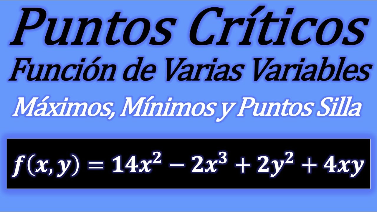 PUNTOS CRÍTICOS EN UNA FUNCIÓN DE DOS VARIABLES - MÁXIMOS, MÍNIMOS Y PUNTOS SILLA