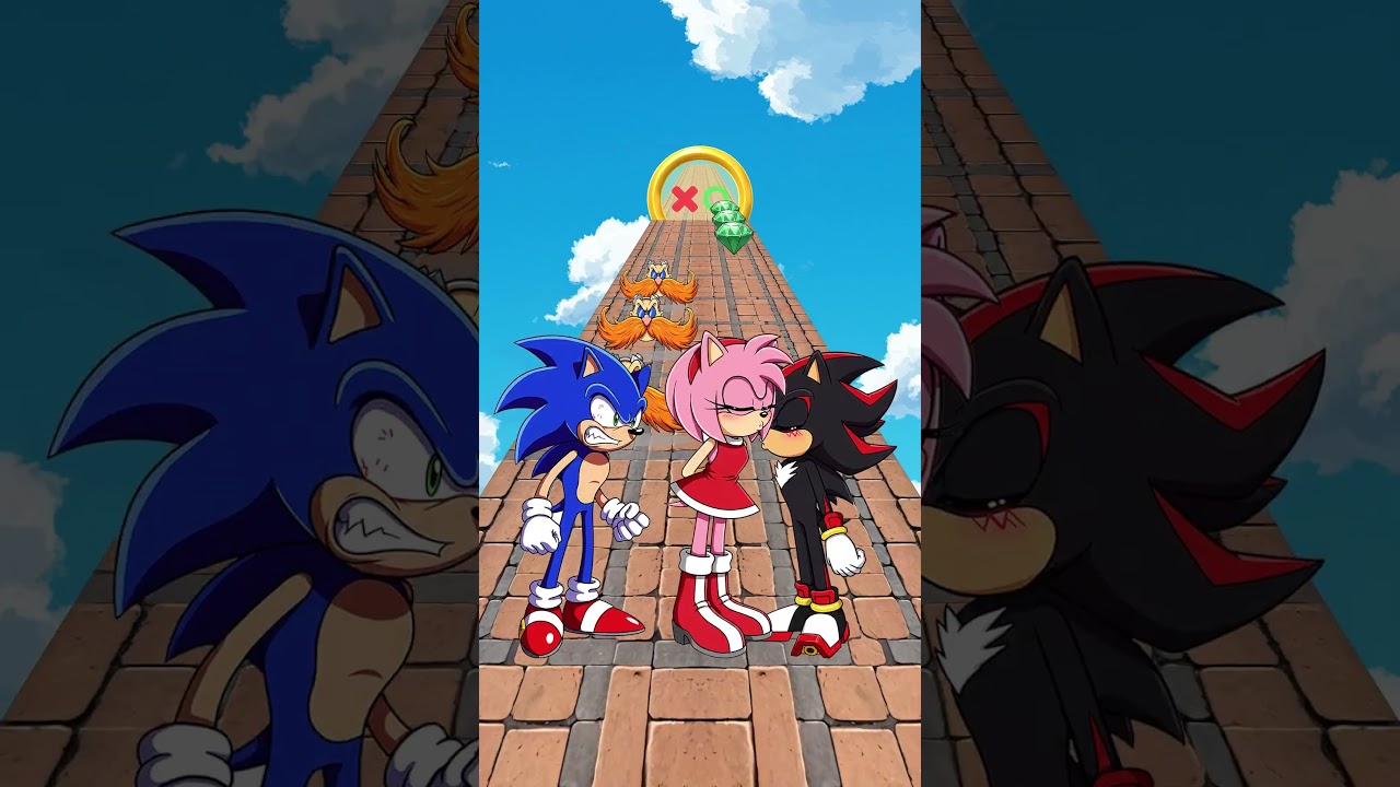Sonic vs. Shadow New Kiss Run Epic Funny Challenge!  #sonic #shadow