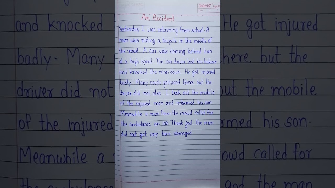 An Accident l Road Accident essay 