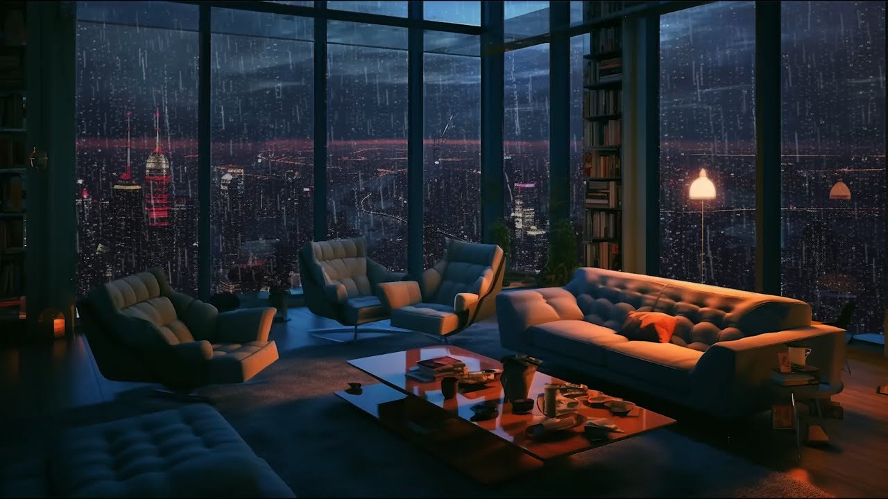 3-Hour Relaxing Apartment Window Rain Ambiance - Meditation, Calm, Deep Sleep and Relax