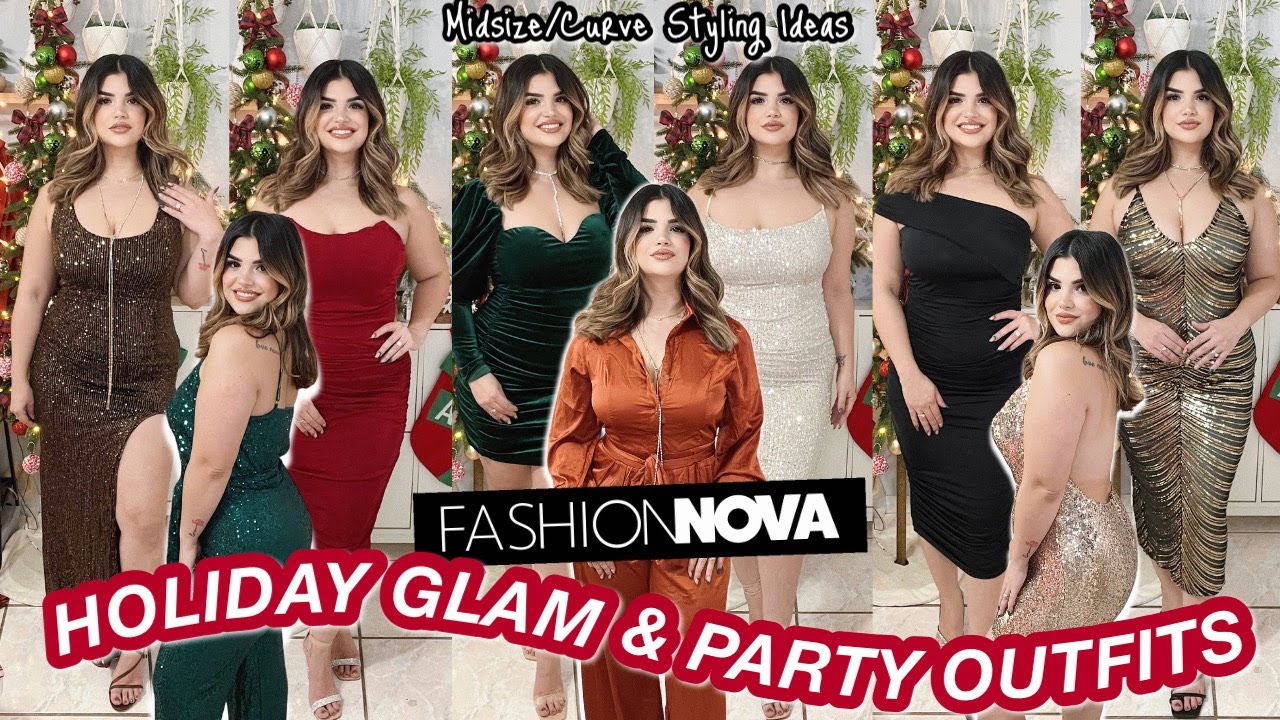 FASHION NOVA HOLIDAY GLAM & PARTY OUTFITS *MIDSIZE/CURVY* (Size Large)
