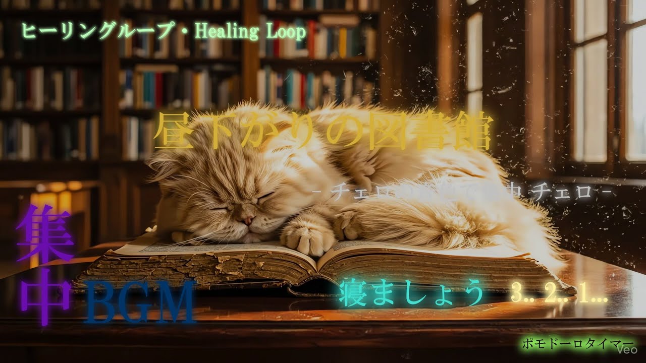 【ヒーリング ループ/Healing Loop】昼下がりの図書館 — チェロの音色で集中 癒し うっとり 夢音安眠 森撫心寝 瞑想快楽 BGM MV