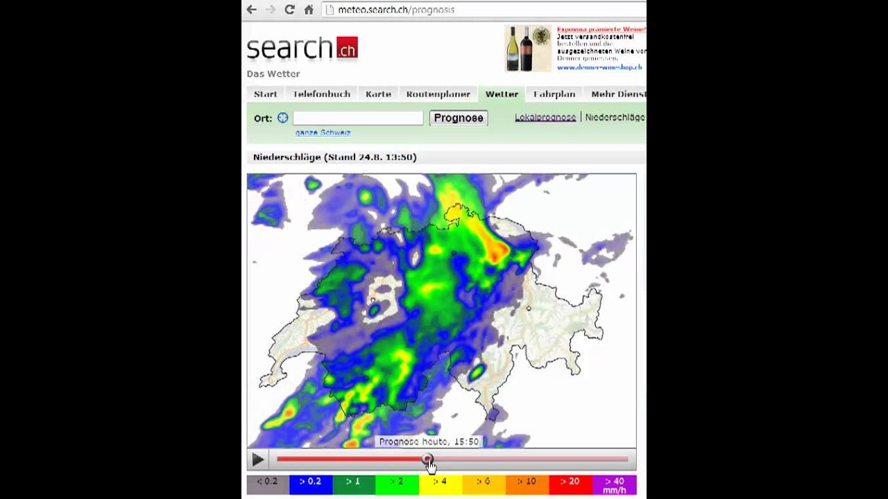Regenradar und Regenprognose von search.ch