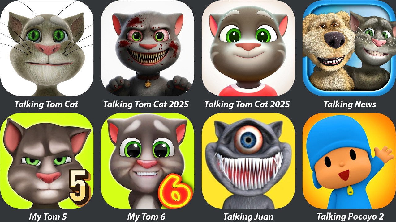 My Tom 5,My Tom 6,Talking Juan,Talking Pocoyo 2,Talking Tom Cat,Talking Tom Cat 2025,Talking News