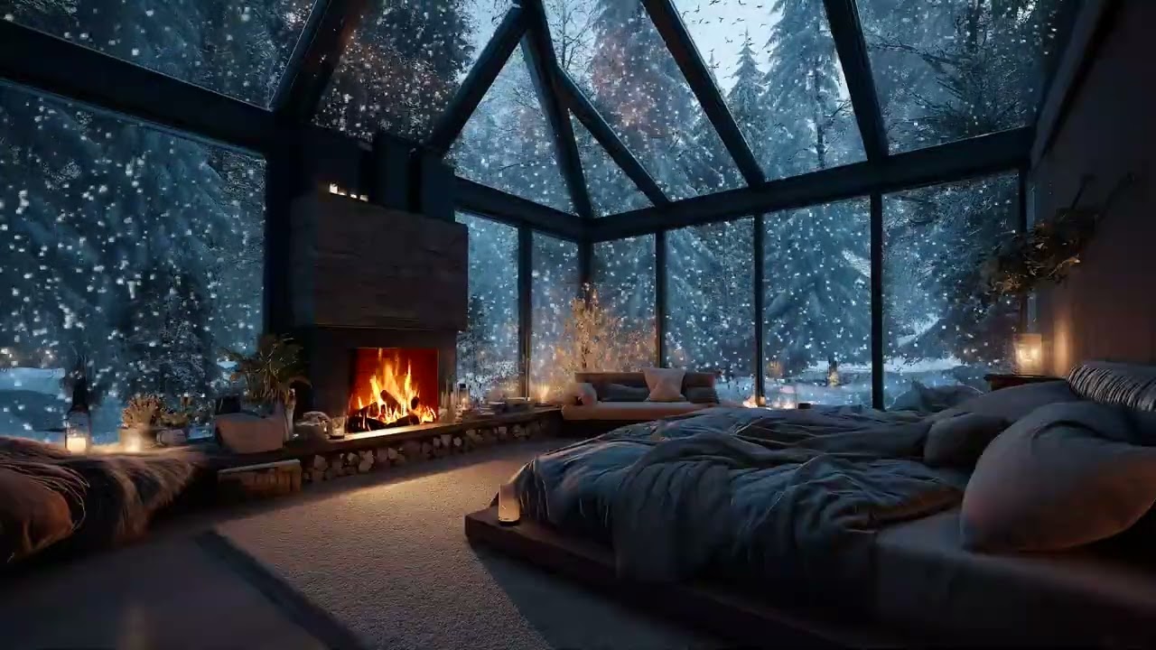 Cozy Winter Silence ❄️ Fireplace & Snow Sounds for Deep Rest 😴