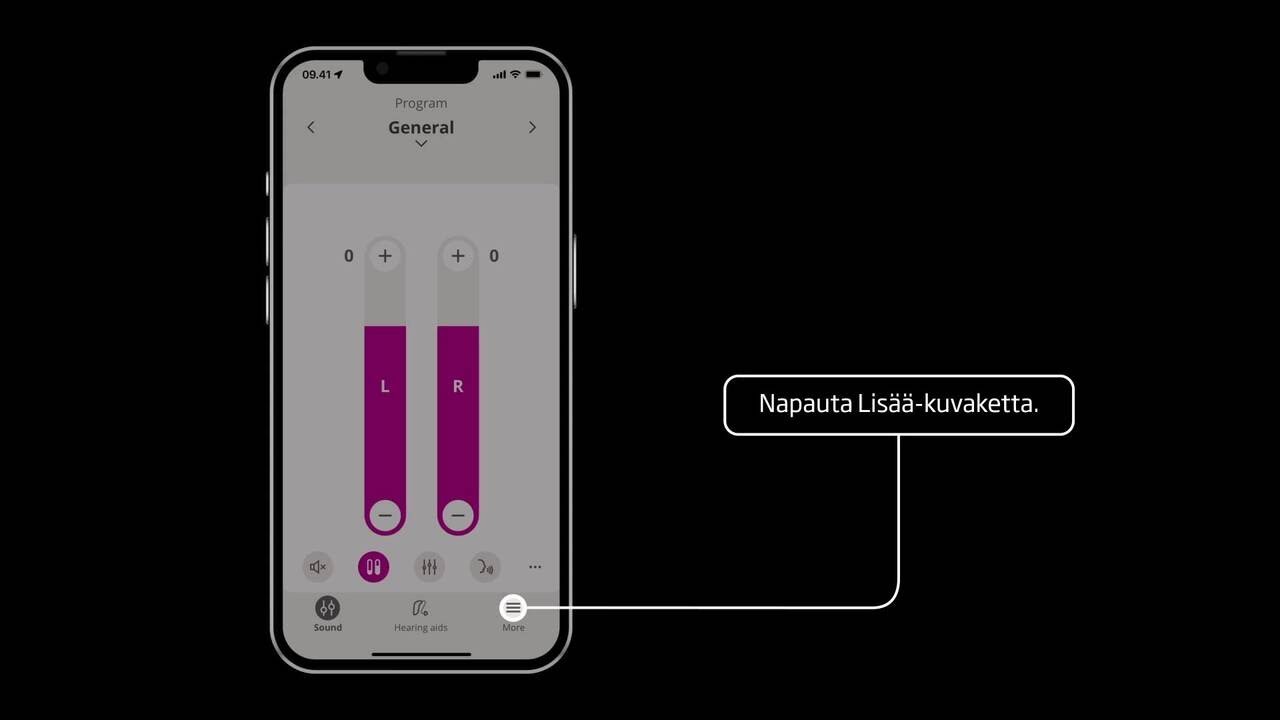 Kuinka löytää ohjeita & tukea Oticon Companion sovelluksesta_FI