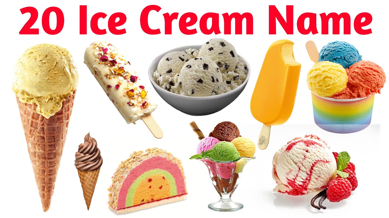 20 आइस क्रीम के नाम | Learn 20 Ice Cream Names in English | Educational Video