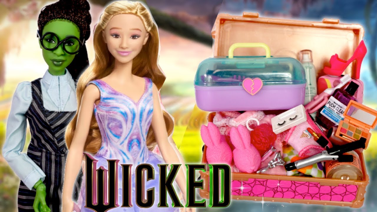 Barbie Wicked Glinda & Elphaba Dolls Packing For Vacation & Travel Routine