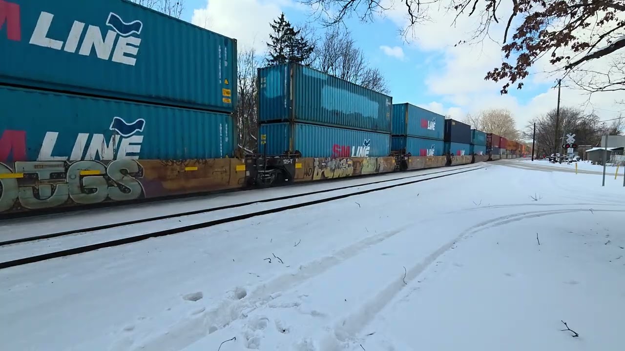 Ex Citirail with an Illinois Central locomotive assisting a auto rack and intermodal 