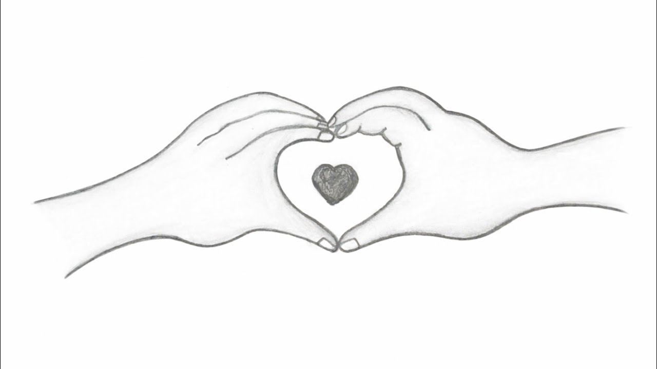 Love Hands Pencil Sketch Drawing | Romantic Heart Drawing with Hands | Easy Pencil Art