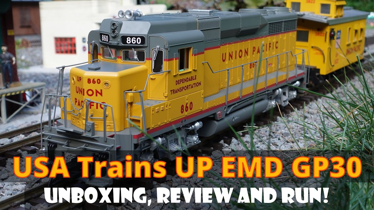 Распаковка, обзор и запуск поезда USA Trains UP GP30!