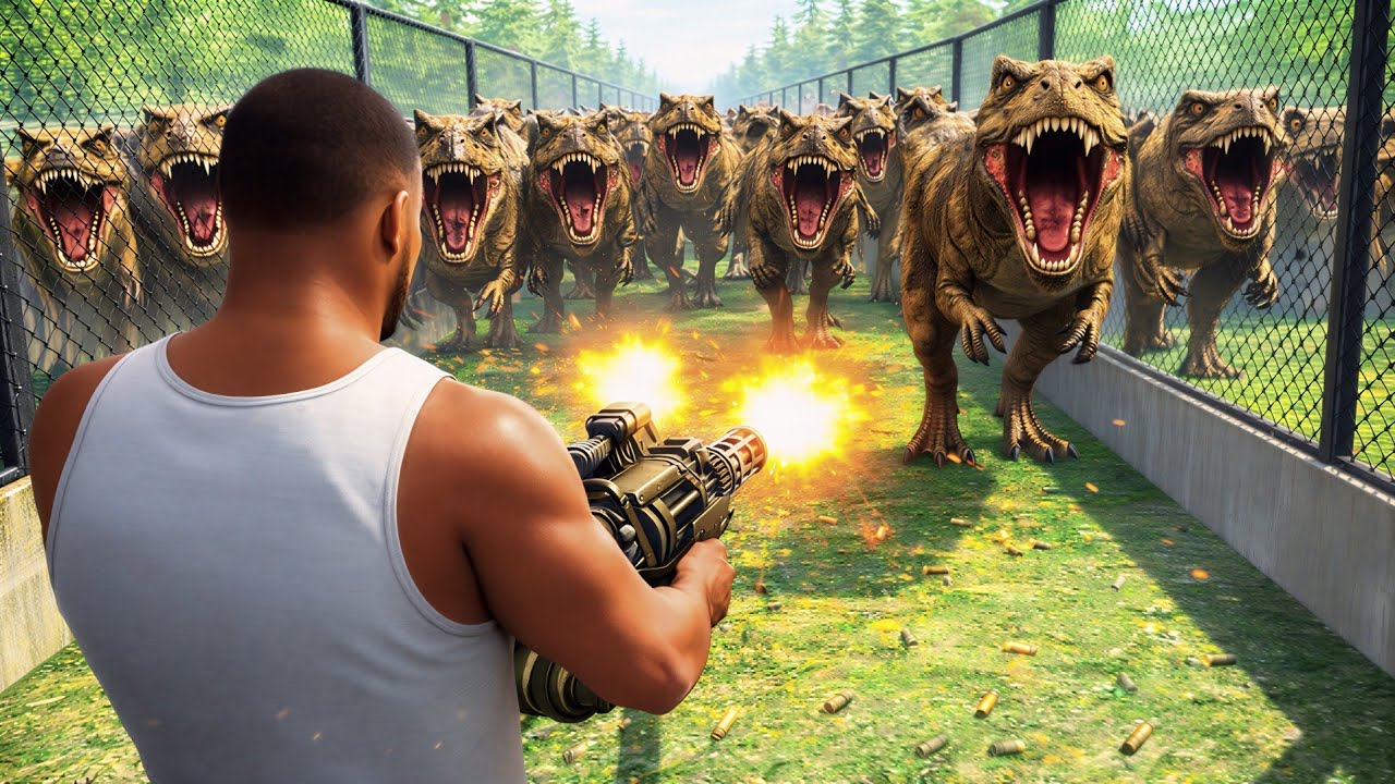 Machine Gun vs Dinosaur Horde (INSANE!)