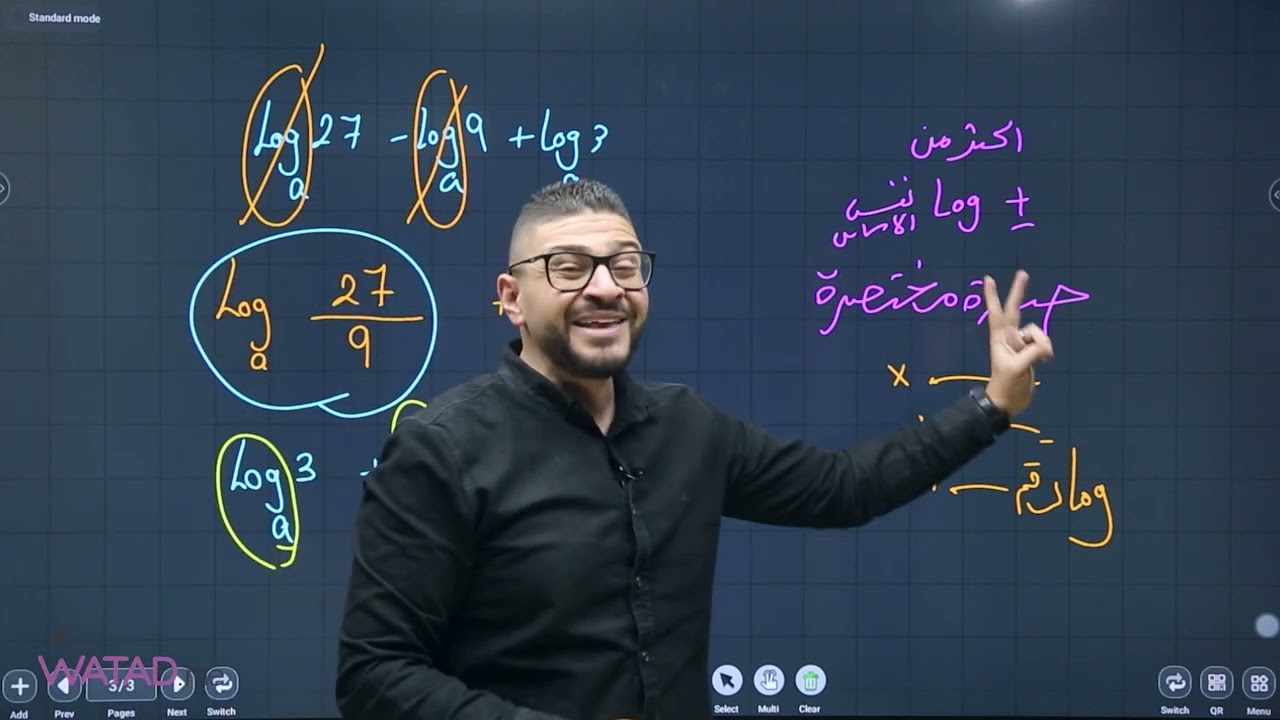 مراجعة الوحدة الاولى ( الاسس و اللوغاريتمات ) لمادة الرياضيات الادبي و الفندقي على موقع وتد التعليمي