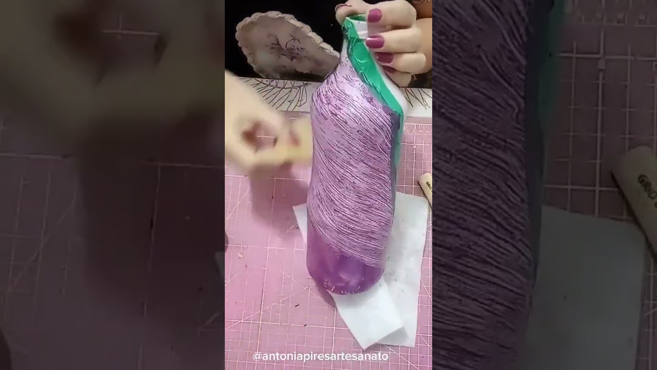 DIY Ideia de garrafa de vidro decorada com tinta e Decoupagem 